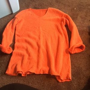 Vintage Long Length Bright Orange Sweater